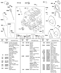Briggs & Stratton 580447-0320-E2 - Briggs & Stratton Horizontal Engine Cylinder, Backplate, Oil, Dipsticks