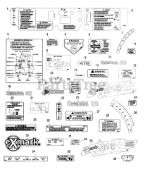 Exmark LZ22KC523 - Exmark 52" Lazer Z Zero-Turn Mower, 22hp Kohler (SN: 190000 - 219999) (1999) Decal Group