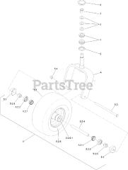Toro 74926 (6000) - Toro 60" Z Master Zero-Turn Mower, Side-Discharge Deck (SN: 403005770 - 404319999) Caster Fork and Wheel Assembly