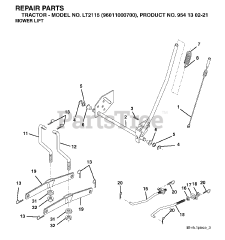 Jonsered LT 2115 (960110007-00) - Jonsered Lawn Tractor (2005-01) MOWER LIFT / DECK LIFT