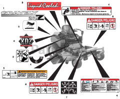 Gravely 992162 (PM 260M XDZ) - Gravely Pro-Master 60" Zero-Turn Mower, 27hp Kawasaki (SN: 003000 & Above) Decals