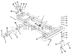 Toro R1-24OE02 (724-Z) - Toro Garden Tractor (SN: 010000001 - 019999999) (1991) Frame, Rear Hub And Front Wheel Fork