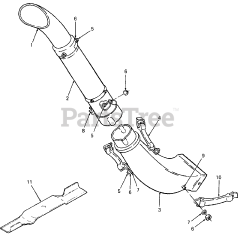 Cub Cadet 327 (190-327-100) - Cub Cadet 38" Triple Rear Bagger Discharge Chute &amp; High Lift Blades