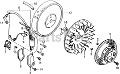 Honda E1500 K4 A (E1500) - Honda Generator, Made in Japan (SN: E1500-3000008 - E1500-9999999) FLYWHEEL + POINTS