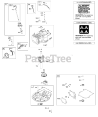 Briggs & Stratton 9P602-0102-H1 - Briggs & Stratton Vertical Engine Camshaft, Crankshaft, Cylinder, Piston/Rings/Connecting Rod, Sump, Warning Label