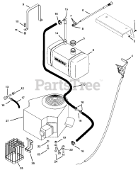 Gravely 988084 - Gravely Pro 300 Walk-Behind Mower Power Unit, 20hp Kohler (SN: 000101 & Above) Fuel and Exhaust System