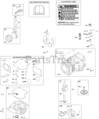 Briggs & Stratton 31P977-0671-E1 - Briggs & Stratton Vertical Engine Camshaft, Crankshaft, Cylinder, Engine Sump, Gasket Set - Engine, Operator's Manual, Piston, Rings, Connecting Rod, Warning Label