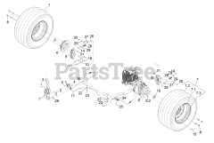 Exmark LZX740KC606CA - Exmark 60" Lazer Z X-Series Zero-Turn Mower, Kohler, CARB (SN: 312000000 - 312999999) (2012) Rear Wheel and Park Brake Assembly