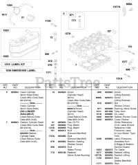 Briggs & Stratton 432447-0376-E2 - Briggs & Stratton Horizontal Engine Head, Rocker Cover, Labels