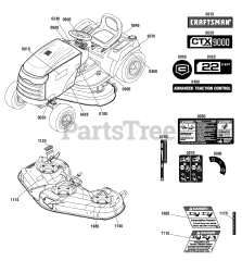 Craftsman 107.250050 (2691086-00) - Craftsman CTX9000 Series 46" Lawn Tractor, 22hp (2012)