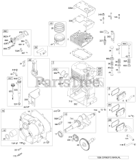 Briggs & Stratton 19G415-1169-E1 - Briggs & Stratton Horizontal Engine Crankcase/Cover Sump, Crankshaft, Piston, Oil