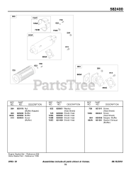 Briggs & Stratton 582447-0477-E2 - Briggs & Stratton Horizontal Engine Muffler, Adapter