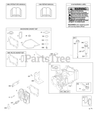 Briggs & Stratton 10L902-0488-E1 - Briggs & Stratton Vertical Engine Cylinder, Cylinder Head, Gasket Set - Engine, Gasket Set - Valve, Lubrication, Operator's Manual, Warning Label