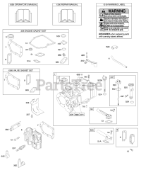 Briggs & Stratton 10D902-0122-E1 - Briggs & Stratton Vertical Engine Cylinder, Cylinder Head, Gasket Set - Engine, Gasket Set - Valve, Lubrication, Operator's Manual, Warning Label