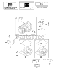 Briggs & Stratton 21B977-0195-E1 - Briggs & Stratton Vertical Engine Cylinder, Engine Sump, Operator's Manual, Warning Label