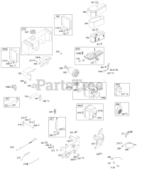 Briggs & Stratton 197707-0120-E1 - Briggs & Stratton Vertical Engine Controls, Muffler, Fuel, Air Cleaner