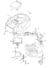 Cub Cadet GT 1054 (14AK94AK056) - Cub Cadet 54" Garden Tractor (2013) Kohler SV740-3002 Blower Housing &amp; Baffles