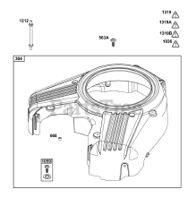 Briggs & Stratton 54E177-0108-J1 - Briggs & Stratton Horizontal Engine Blower Housing Group