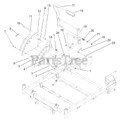 Toro 74701 (17-52 ZX) - Toro 52" TimeCutter Zero-Turn Mower (SN: 230000001 - 230999999) (2003) Height-of-Cut Handle and Plate Assembly