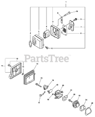 Echo CS-3400 - Echo Chainsaw (Type 1) Intake, Exhaust