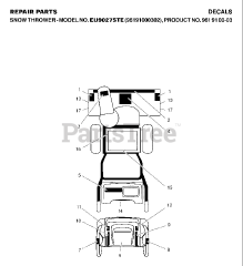 Husqvarna 9027 STE (961910003-02) - Husqvarna 27" Snow Blower (2007-01) DECALS