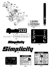 Simplicity H 2132 E (1696922-00) - Simplicity 32" Snow Thrower, 21hp