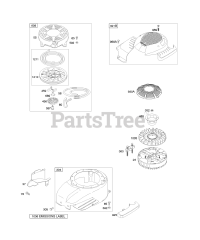 Briggs & Stratton 110602-0102-E1 - Briggs & Stratton Vertical Engine Blower Housing/Shrouds, Flywheel, Rewind Starter