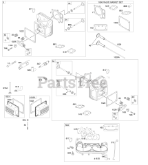 Briggs & Stratton 445877-0136-E1 - Briggs & Stratton Vertical Engine Cylinder Head, Gasket Set-Valve, Intake Manifold, Valves