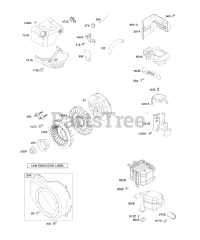 Briggs & Stratton 15R114-1204-E1 - Briggs & Stratton Horizontal Engine Blower Housing/Shrouds, Exhaust System, Flywheel