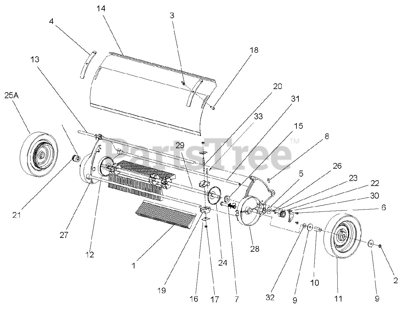 Parker 895802 Parker 36" Trailing Lawn Sweeper, Hard Bottom (SN 000101 000179) Sweeper Unit