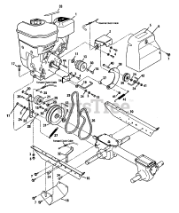 Troy-Bilt 12180 (21A-520-081) - Troy-Bilt Bronco Rear-Tine Tiller Engine, Engine Brackets &amp; Belt Drive Systems