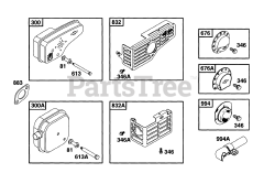 Briggs & Stratton 12E782-0688-01 - Briggs & Stratton Vertical Engine Muffler Grp