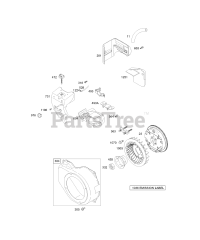 Briggs & Stratton 12E494-0110-E1 - Briggs & Stratton Horizontal Engine Blower Housing/Shrouds, Flywheel Group