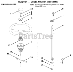 Weed Eater WEX 12H36 D - Weed Eater Lawn Tractor STEERING WHEEL