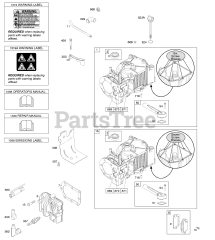 Briggs & Stratton 9S502-0705-B1 - Briggs & Stratton Vertical Engine Cylinder, Cylinder Head, Lubrication, Operator's Manual, Warning Label