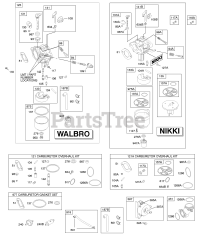 Briggs & Stratton 28BH77-0115-E1 - Briggs & Stratton Vertical Engine Carburetor, Fuel Supply, Kit - Carburetor Overhaul