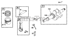 Briggs & Stratton 222413-0658-01 - Briggs & Stratton Horizontal Engine Piston Grp, Crankshaft