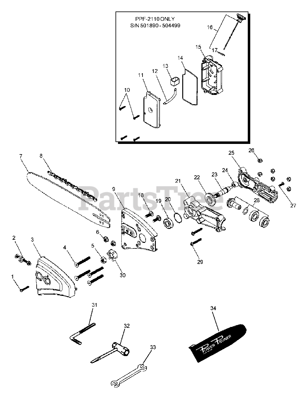 Echo PPF2100 Echo Pole Saw (Type 1E)(SN 506100 509499) Gearcase