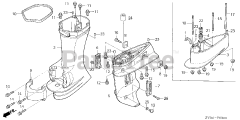 Honda BF15 D4 LGA (BALJ) - Honda Outboard Engine, Made in Japan (SN: BALJ-1100001 - BALJ-1199999) GEAR CASE + EXTENSION CASE