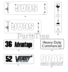 Scag SWZ48V-15FSE - Scag 48" Walk-Behind Mower, 15hp Kawasaki (SN: T8100001 - T8199999) REPLACEMENT DECALS AND INFORMATION PLATES - 2