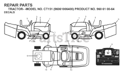 Husqvarna CT 151 (960610064-00) - Husqvarna Lawn Tractor (2006-03) DECALS