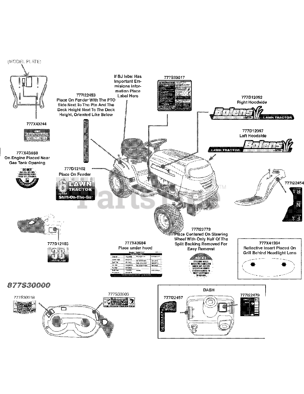 Bolens 13AM761F265 Bolens Lawn Tractor 2009 Label Map Bolens Parts