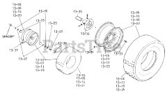 Toro 1-0630 (D-200) - Toro Lawn Tractor (1974) Wheels And Tires (plate 13.1) Regular Width Tire Set