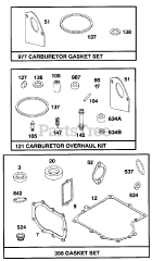 Cub Cadet 1030 (133B582B100) - Cub Cadet Rear-Engine Riding Mower Engine (1993) B&amp;S 10.5 HP Gasket Set, Carb. Gasket Set &amp; Overhaul Kit