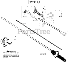 Poulan PP 446 E - Poulan Pole Saw, Type 2 (2009-01) Shaft - Type 1-2