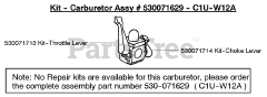 Weed Eater FL 1500 - Weed Eater Featherlite Blower, Type 6 Carburetor Assembly (C1U-W12A) P/N 530071629