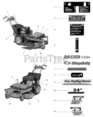 Simplicity 1694494 - Simplicity Pacer 34" Walk-Behind Mower Decals - Brand, Model, Safety &amp; Instruction (FI0008)
