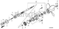 Honda BF15 D4 LGA (BALJ) - Honda Outboard Engine, Made in Japan (SN: BALJ-1100001 - BALJ-1199999) PROPELLER SHAFT + PROPELLER