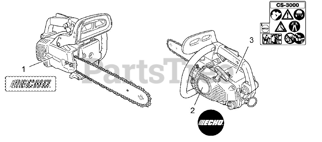 Echo CS3000 Echo Chainsaw (SN 20001001 20999999) Labels Parts