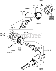Toro 74271 (Z 550) - Toro 52" Z Master Zero-Turn Mower, Side-Discharge Deck (SN: 280000001 - 280999999) (2008) Piston and Crankshaft Assembly Kawasaki FH770D-AS05